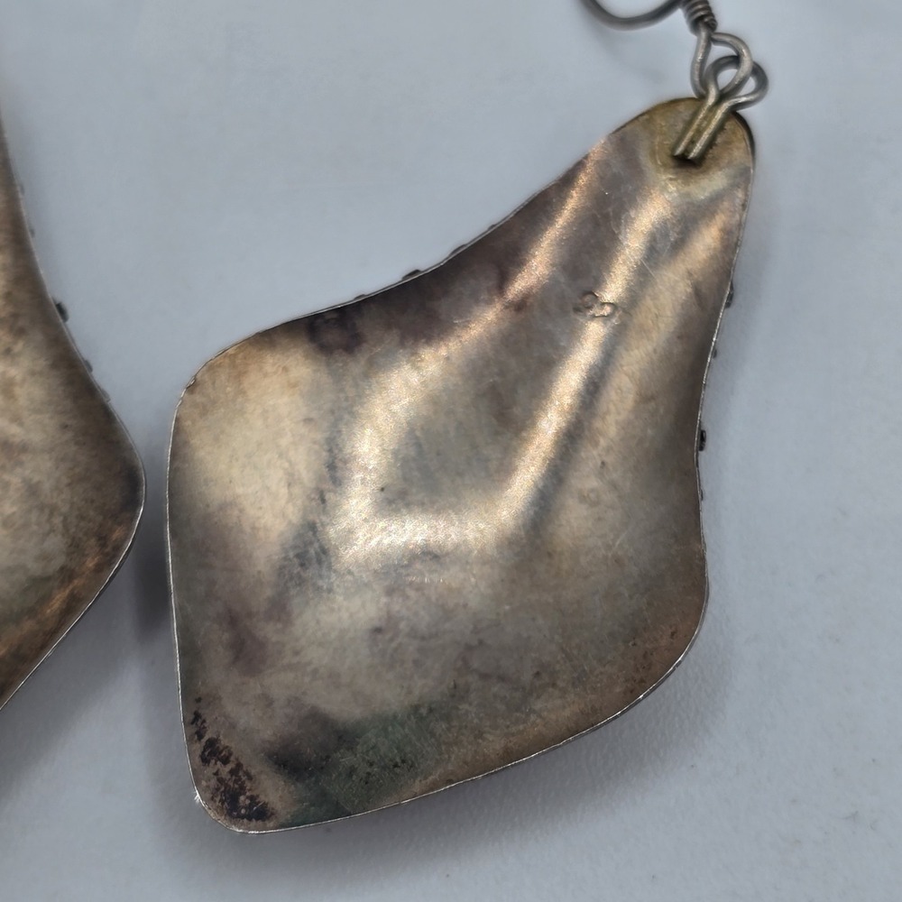 Stunning Vtg Sterling & 18k Gold Accent Handmade Earrings Western Boho - Picture 4 of 8